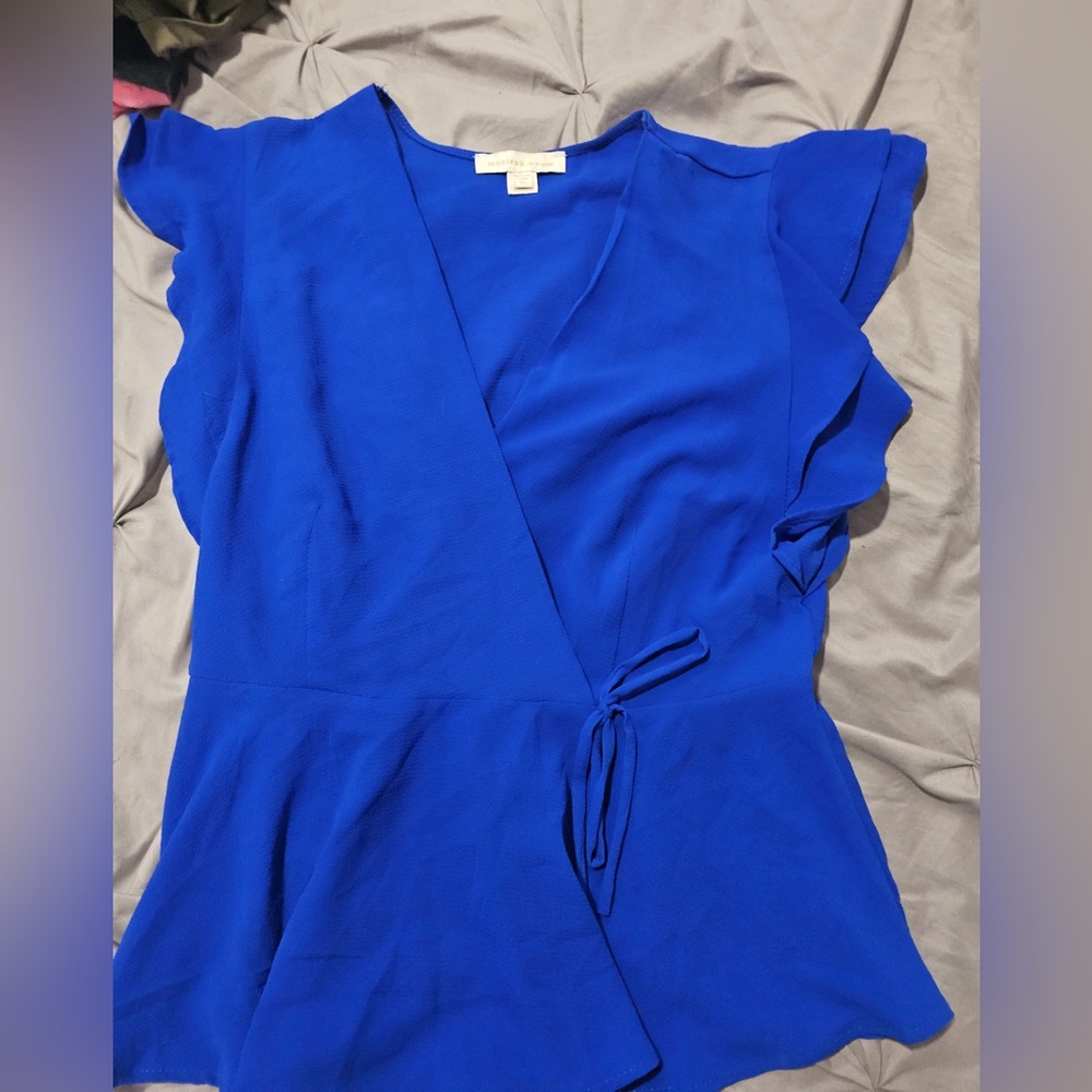 Monteau Royal Blue Wrap Blouse
